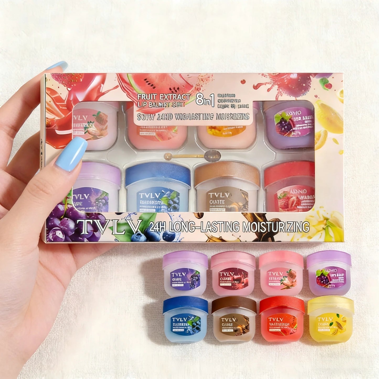 8-Piece Fruit Lip Balm Set | Moisturizing Anti-Cracking Lip Care