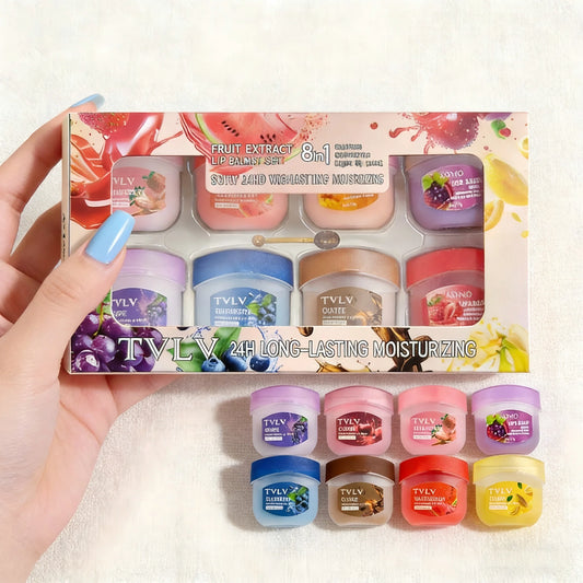 8-Piece Fruit Lip Balm Set | Moisturizing Anti-Cracking Lip Care Fruit Lip Balm Set Peaceful Pleasures Health and Wellness