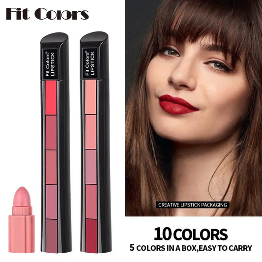SADOER 5-in-1 Matte Velvet Lipstick Set – 5 Shades Long-Lasting Matte Lipstick Set Oasis Select