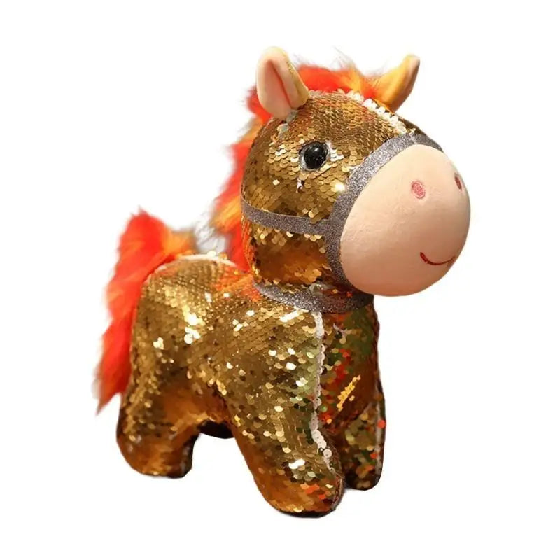 Sequined Plush Bear & Horse Stuffed Animal Desk Toy for Kids