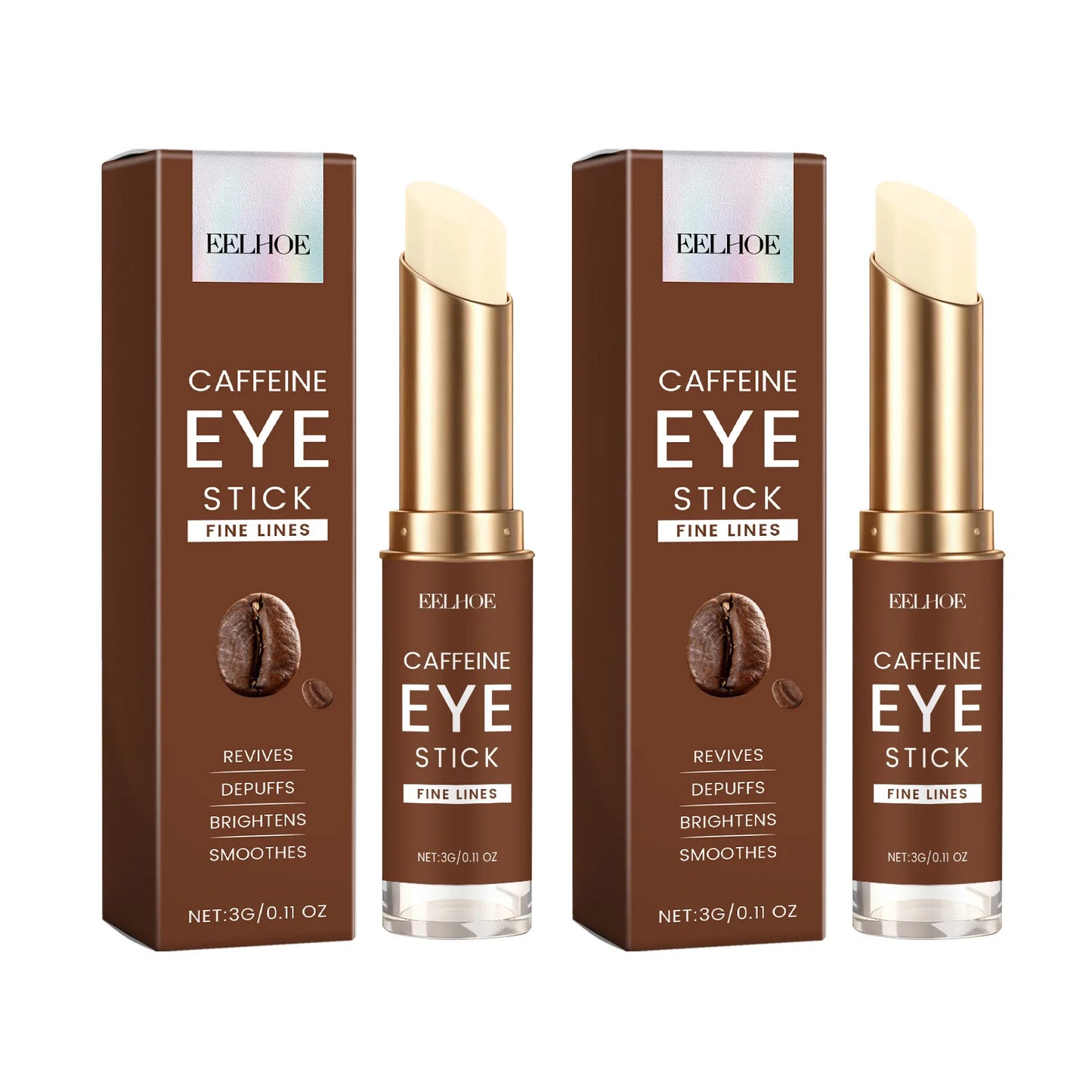Caffeine Eye Cream Stick Moisturizing Remove Eye Bag Improve Dullness Brightening Anti Puffiness Dark Circle Portable Eye Creams Peaceful Pleasures Health and Wellness 2 x 3g Boxed