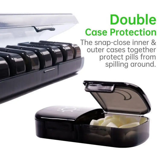 Waterproof Pill Organizer 14 Compartments 7 Day Morning Evening Medicine Box Large-capacity Sealed Portable Medicine Storage Box Peaceful Pleasures Health and Wellness