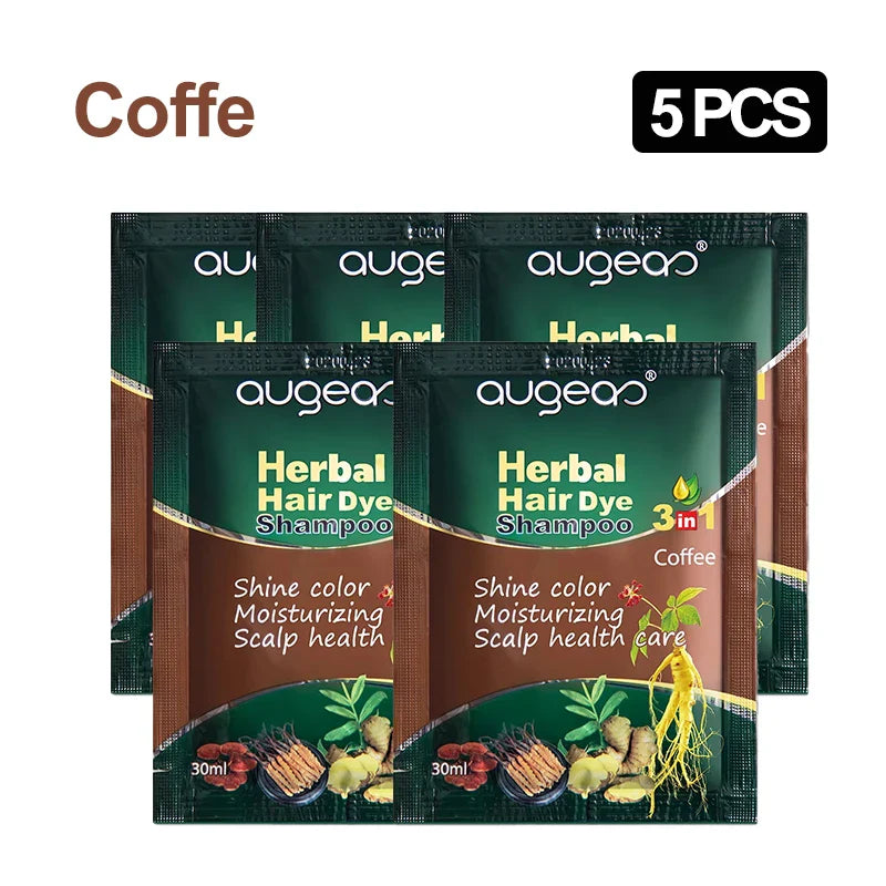 Natural Herbal Hair Dye Shampoo – Grey Coverage 30ml (3/5 Pack)