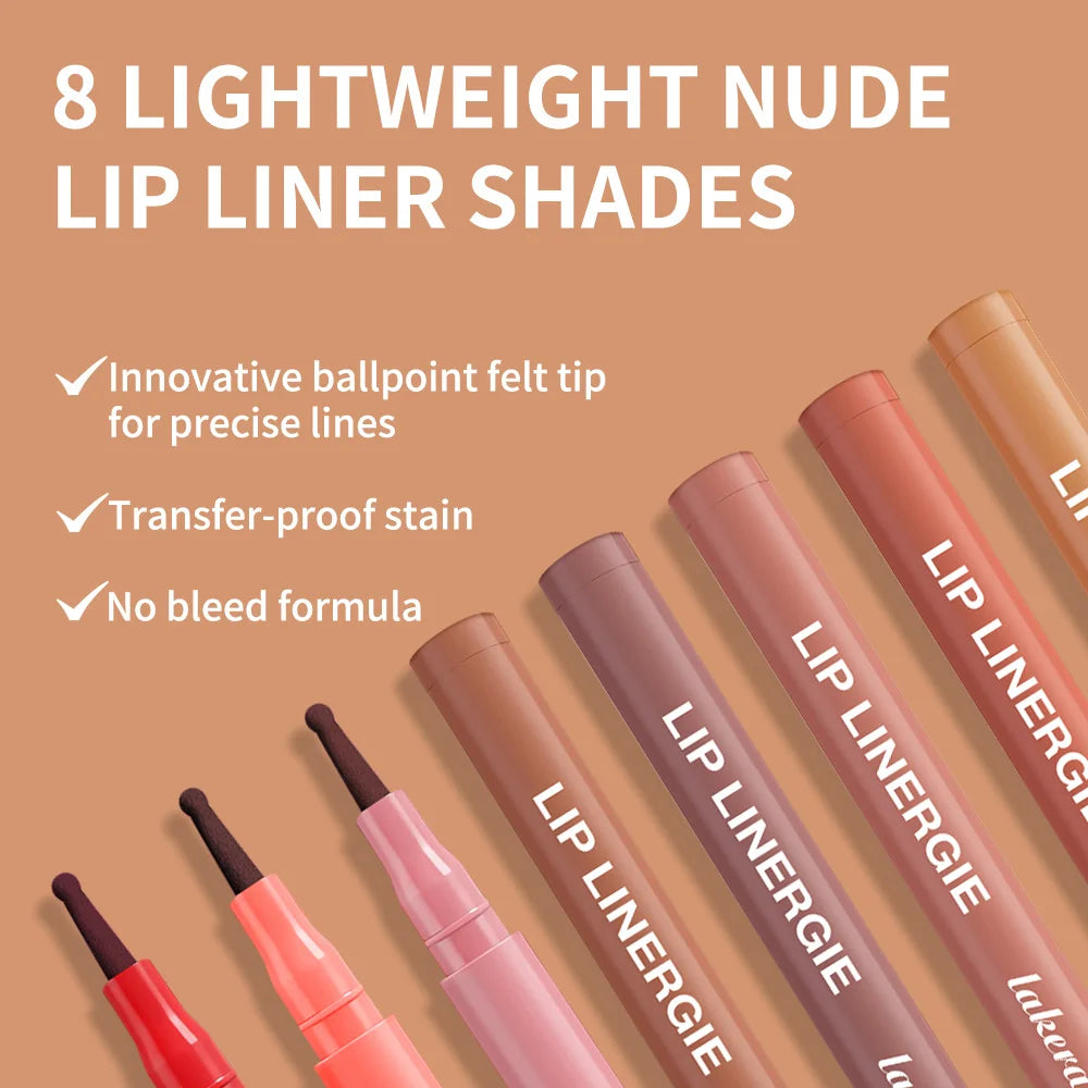Lakerain Lip Liner Flexible Ballpoint Felt Tip Long Lasting Lip Liner Stain Waterproof No Transfer & Smudges 8 Color Lips Makeup Peaceful Pleasures Health and Wellness