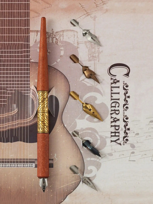 Bview Art Comic Dip Pen 5 Wooden Handler Artist Cartoon Calligraphy Peaceful Pleasures Health and Wellness Brown