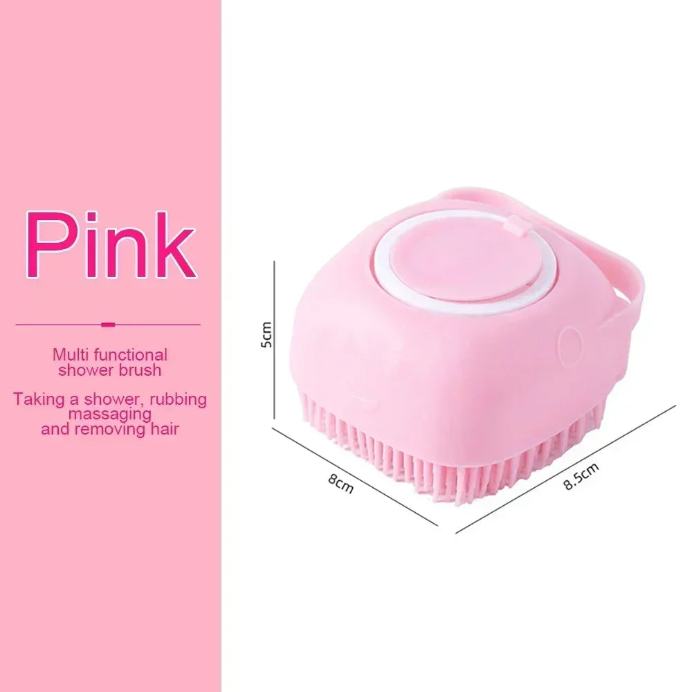 Silicone Dog Bathing Brush with Soap Dispenser | Pet Grooming