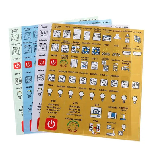 High Quality 2/5Sheets Self-adhesive Waterproof English Version Electric Box Electric Circuit Breaker Panel Label Decorative Peaceful Pleasures Health and Wellness