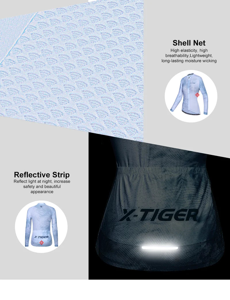 X-Tiger Women's Long Sleeve Cycling Jersey | Breathable Bike Top