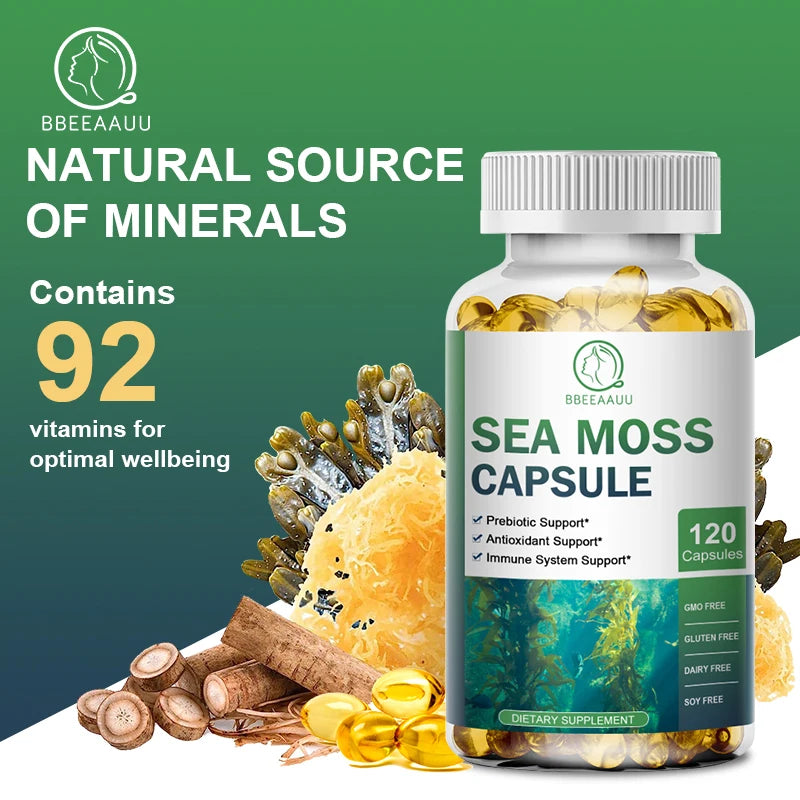 Sea Moss Capsules – Immune, Thyroid & Skin Support Supplement Dietary Supplement Peaceful Pleasures Health and Wellness