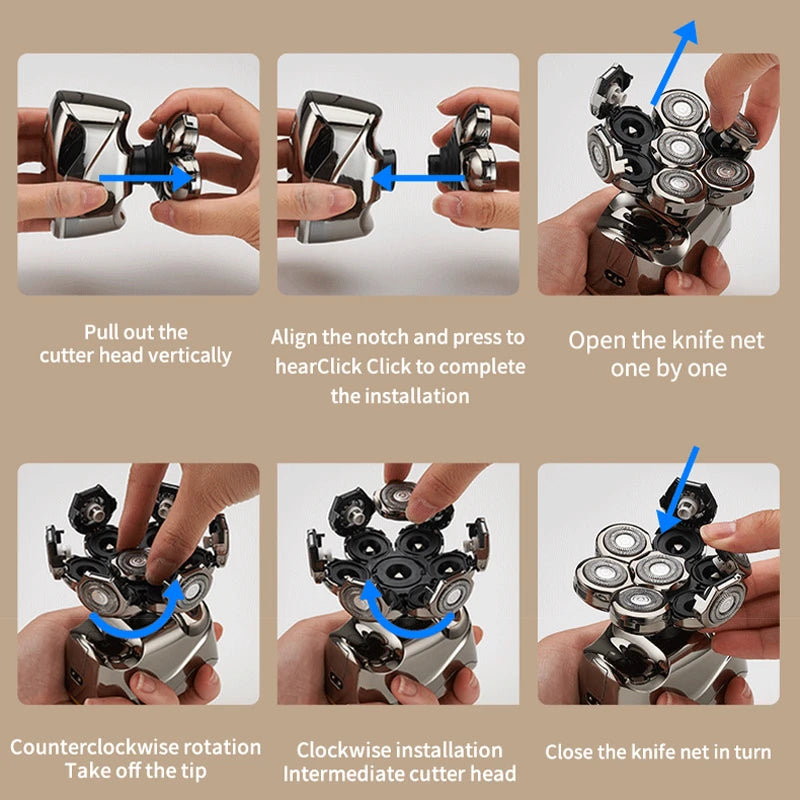 8D Floating Electric Shaver Replacement Head – Washable Blade Kit