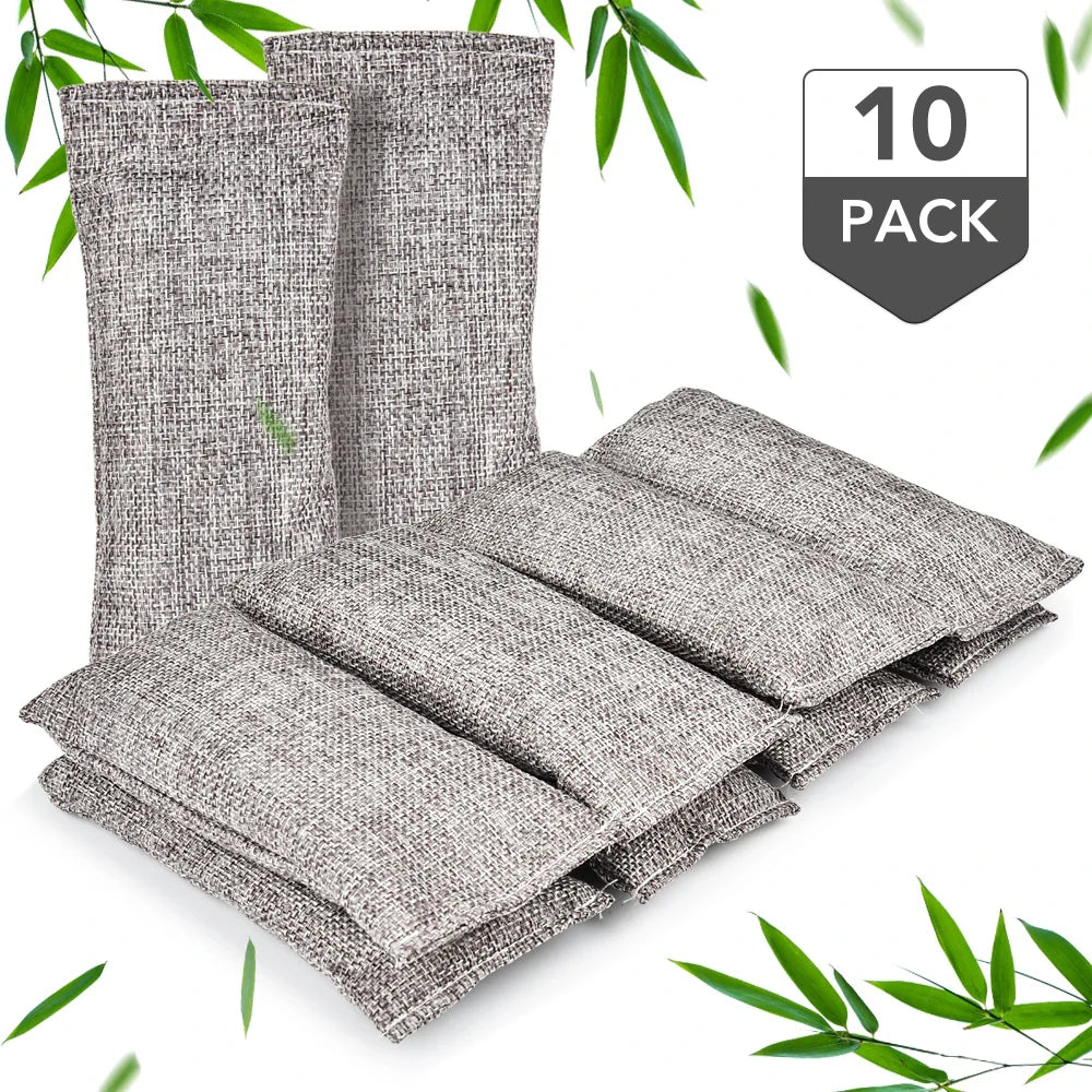 10-Pack Bamboo Activated Charcoal Bags | Odor & Moisture Absorber
