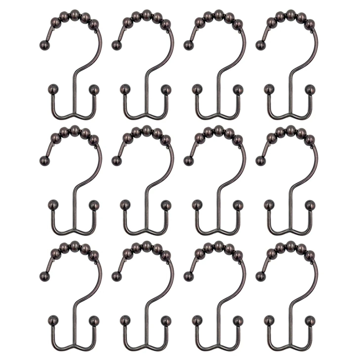 12-Pack Double-Sided Shower Curtain Hooks | Rustproof Stainless Steel