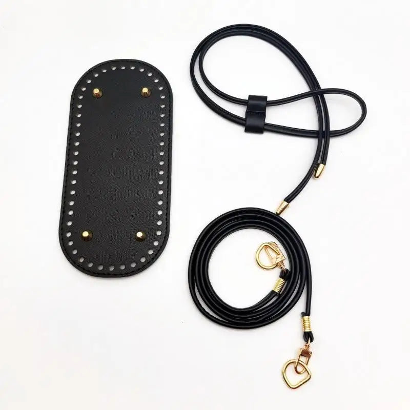 Crochet Handbag DIY Kit – PU Leather Bag Base, Strap & Chain