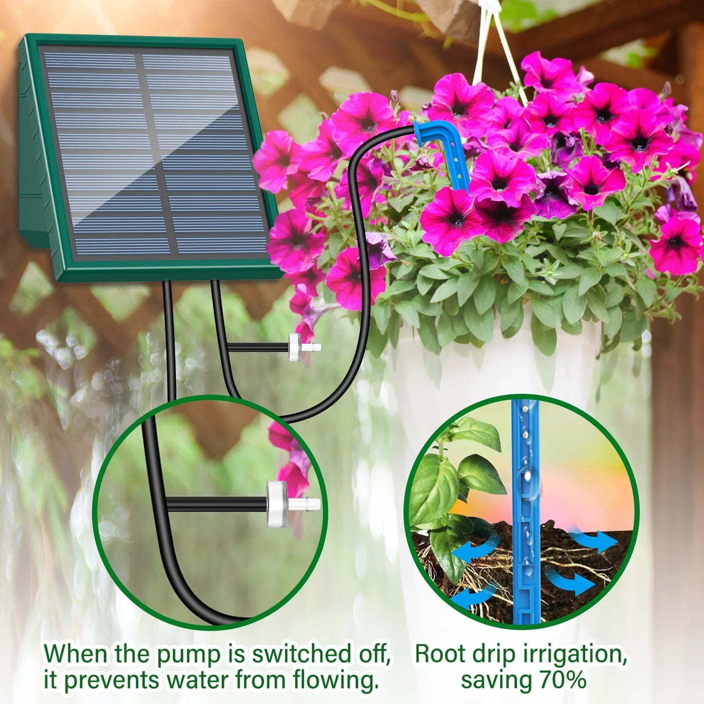 Solar Drip Irrigation System – 10M Hose, 300 Auto Programs
