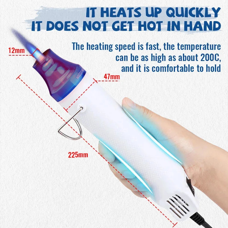 220V Hot Air Gun Soldering Temperature Blower Gun Electric Power Hot Dryer DIY Crafts Mini Heat Gun For Shrink Tubing Car Wrap Peaceful Pleasures Health and Wellness