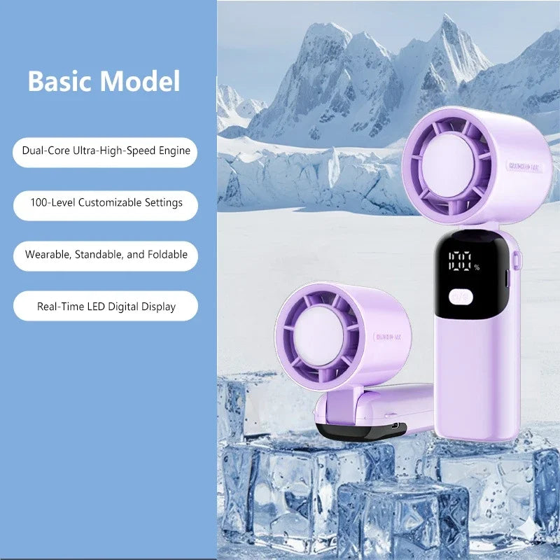Lenovo Portable Handheld Cooling Fan 100-Speed Powerful Wind Ultra-Quiet Hanging Foldable 90° Adjustable for Office Outdoor Peaceful Pleasures Health and Wellness Purple Regular model