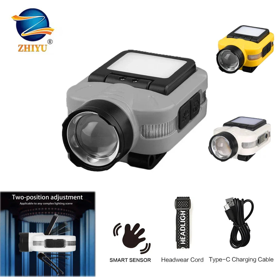 COB LED Rechargeable Headlamp – 5 Modes, 200LM & Pen Clip