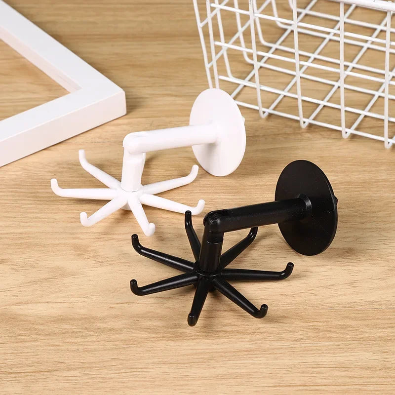 Folding Kitchen Rotating Home and Decoration Hexagonal Hook Bathroom Organizer Storage Self-adhesive Hooks Coat Racks Hanging Peaceful Pleasures Health and Wellness