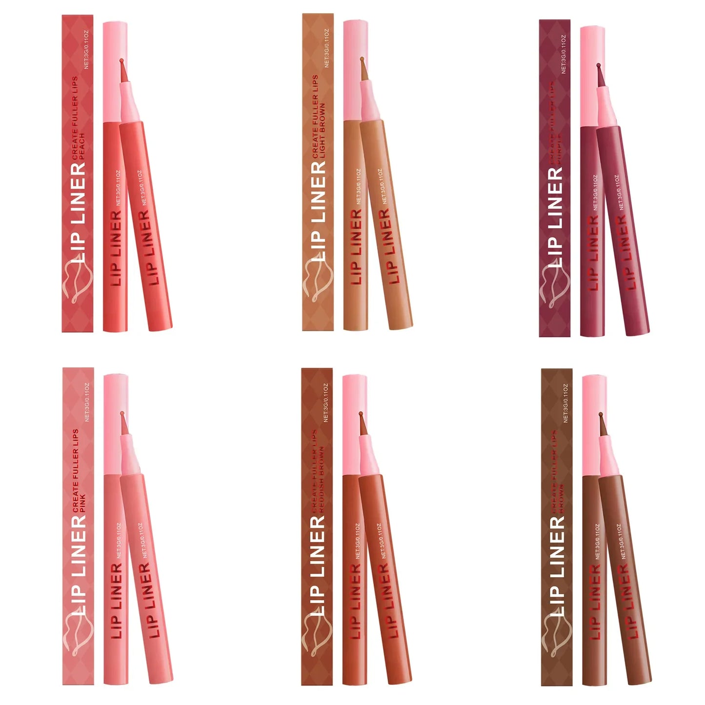 Waterproof Matte Lip Liner Pencil – 6 Colors, Long-Lasting