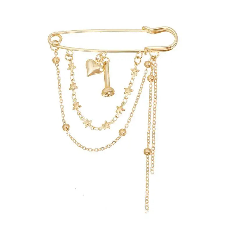 Retro Star Pearl Tassel Brooch Pin | Elegant Women's Accessory