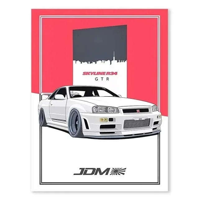 JDM GTR Sports Car Canvas Wall Art Poster | Boys Room Decor