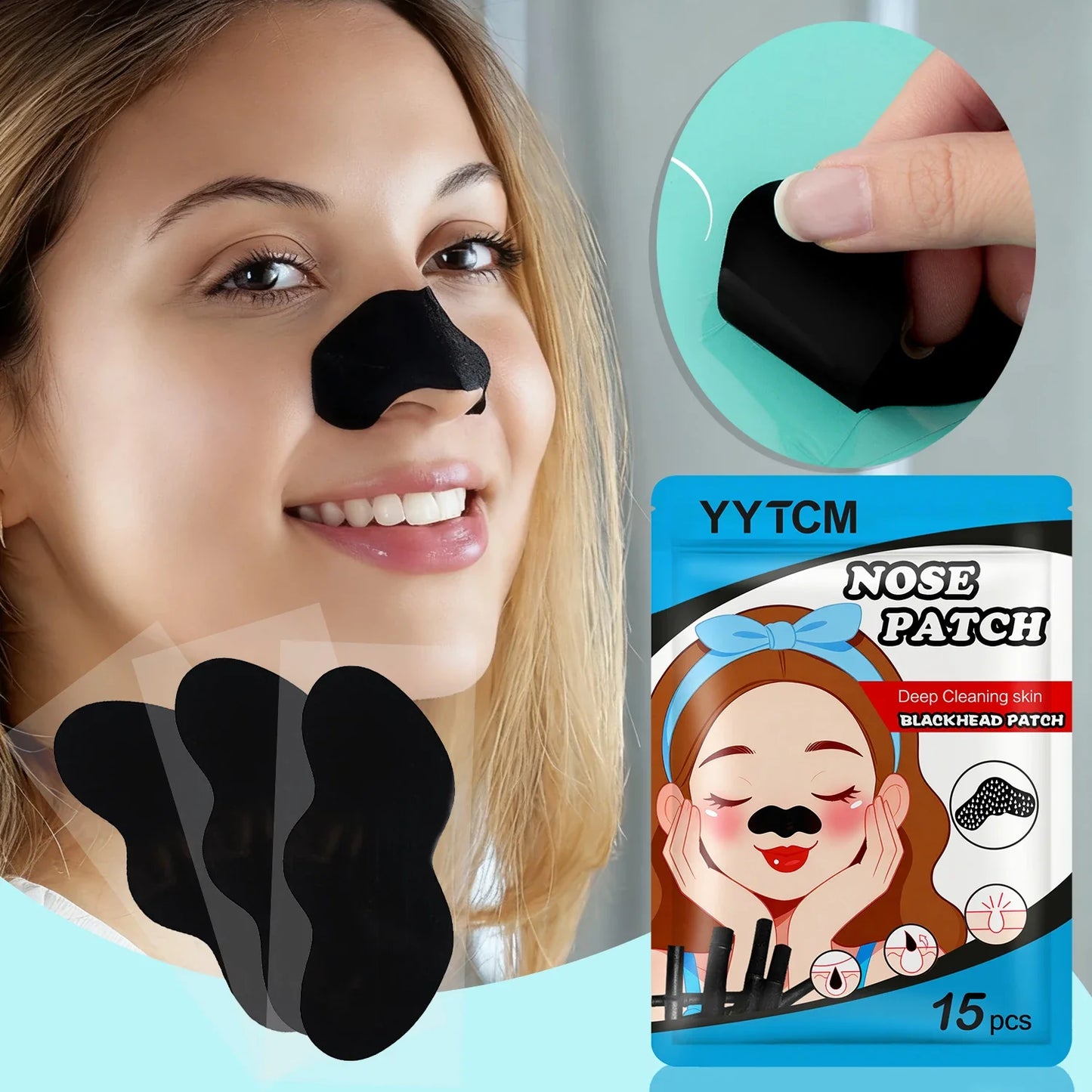Charcoal Blackhead Nose Strips – Deep Cleansing Peel-Off Mask 15pc