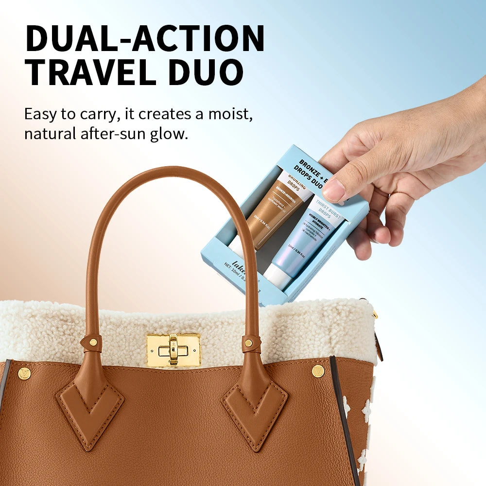 Bronze Brighten Drops Duo Primer Mix With Foundation Brighten Hydrate Silky Easy To Absorb No Greasy Feel Dual-action Travel Set Peaceful Pleasures Health and Wellness
