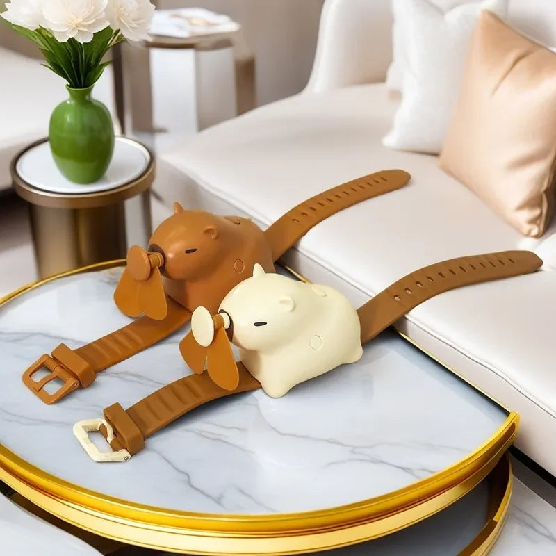 Capybara Wrist Fan – USB Rechargeable Wearable Watch Fan