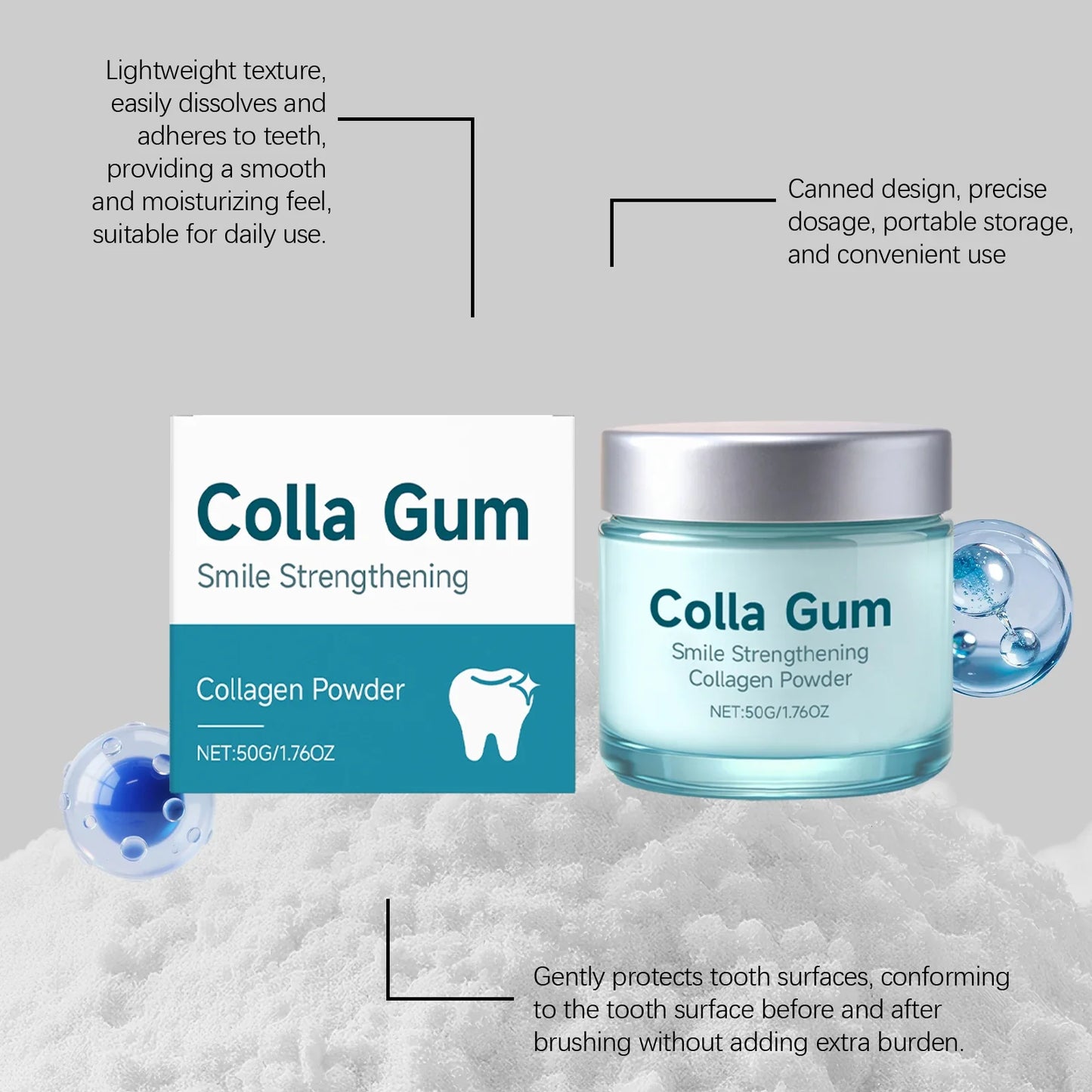Collagen Tooth Powder – Whitening & Stain Removal 50g