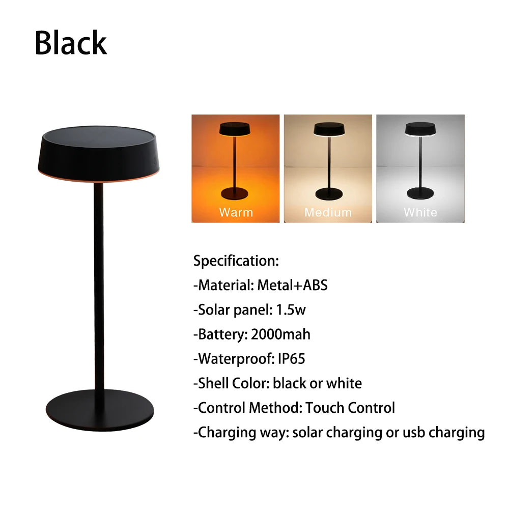3 Color Temperature Desk Lamp Solar Light Table Lamp For Bedroom Camping Two Charging Way Waterproof Night Lights For Home Peaceful Pleasures Health and Wellness Black 0-5W