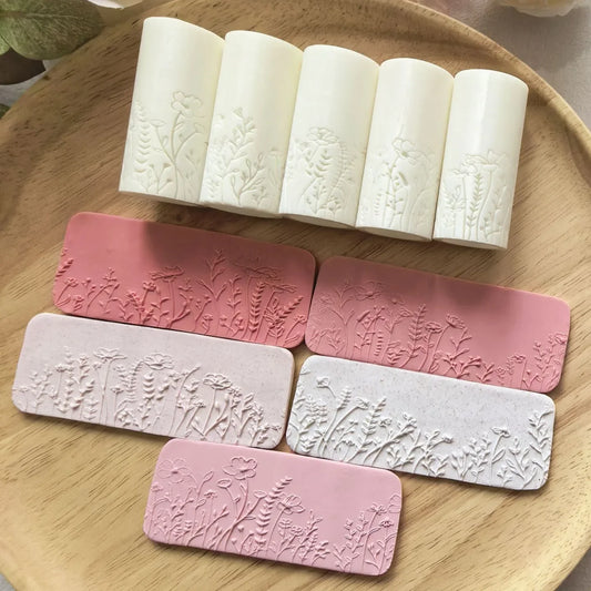 Wild Flowers & Grass Soft Clay Texture Rolling Tool: High-Precision Texturizing Roller for DIY Jewelry Making & Creative Decor Peaceful Pleasures Health and Wellness