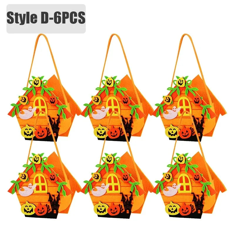 Halloween Felt Pumpkin Trick or Treat Bags with Handle | 1-6 Pack