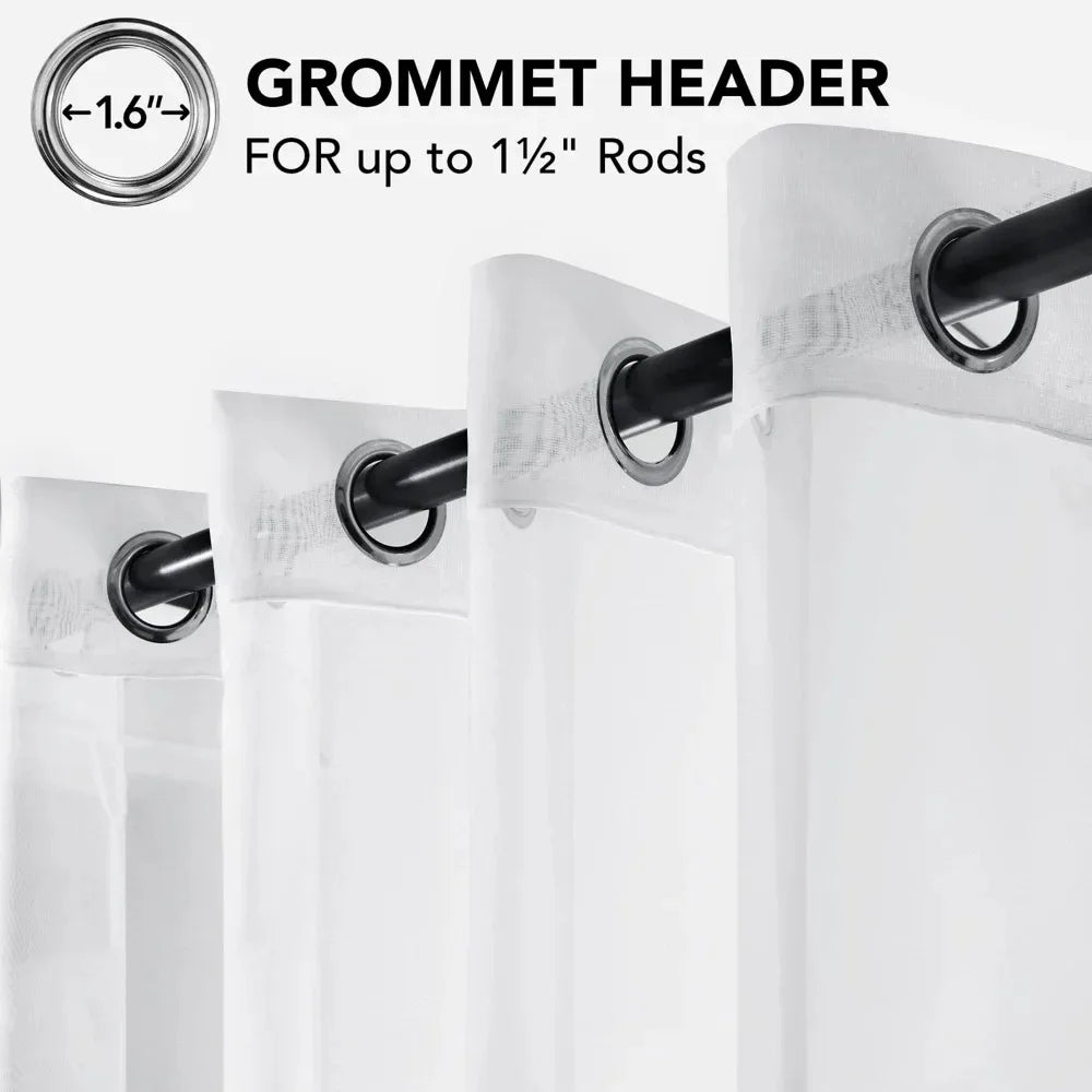 White Sheer Curtains Home Decoration Grommet/Rod Pocket Semi Tulle Window Treatments for Bedroom/Living Room Peaceful Pleasures Health and Wellness