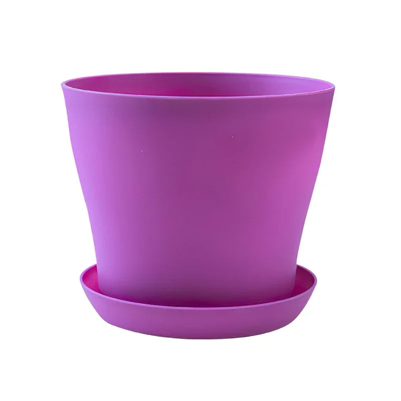 5-Size Round Plastic Planter Pots with Tray | Succulents & Bonsai