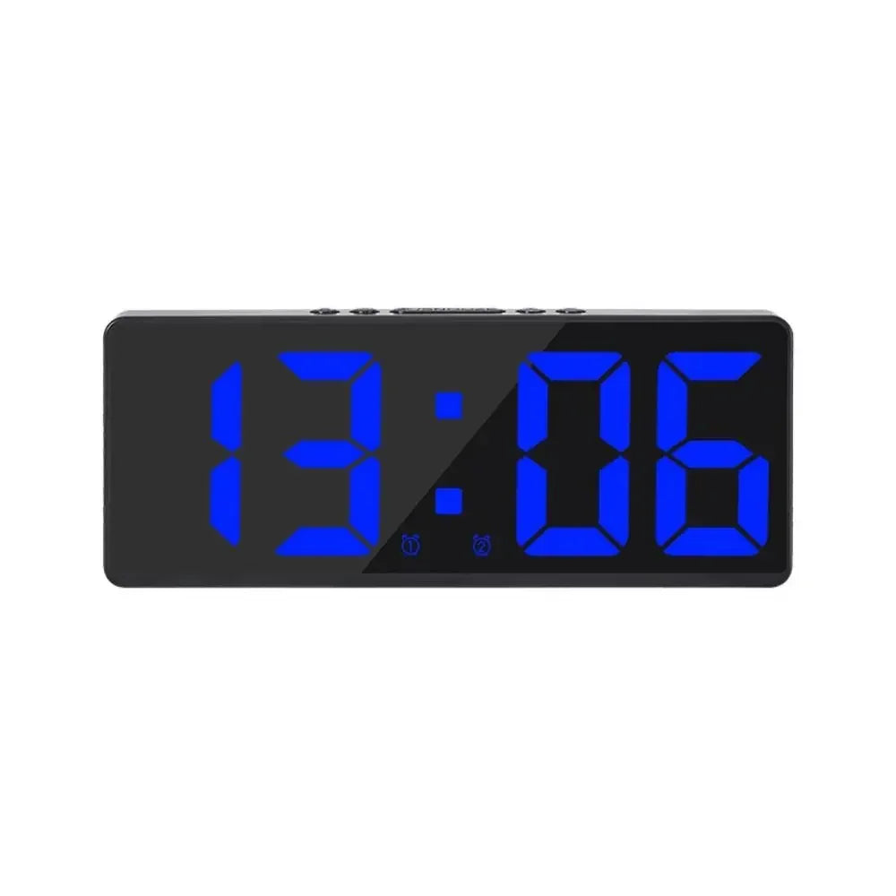 Multifunctional Large LED Digital Alarm Clock Color Nightlight Temperature Calendar Electronic Backlight Home Decor Peaceful Pleasures Health and Wellness Blue