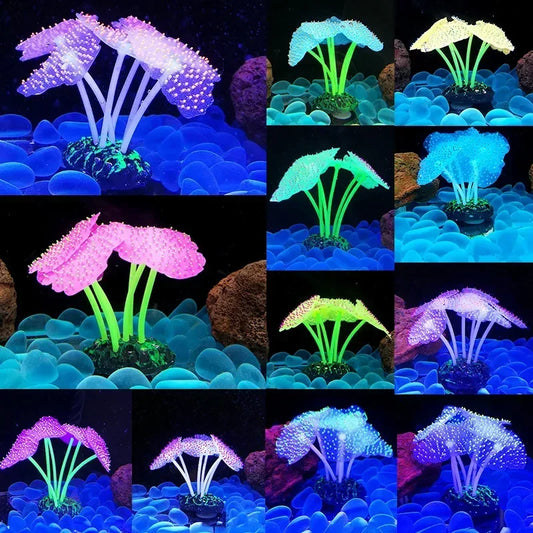Glowing Artificial Anemone Aquarium Decoration | Silicone Plant Aquarium Decoration Peaceful Pleasures Health and Wellness