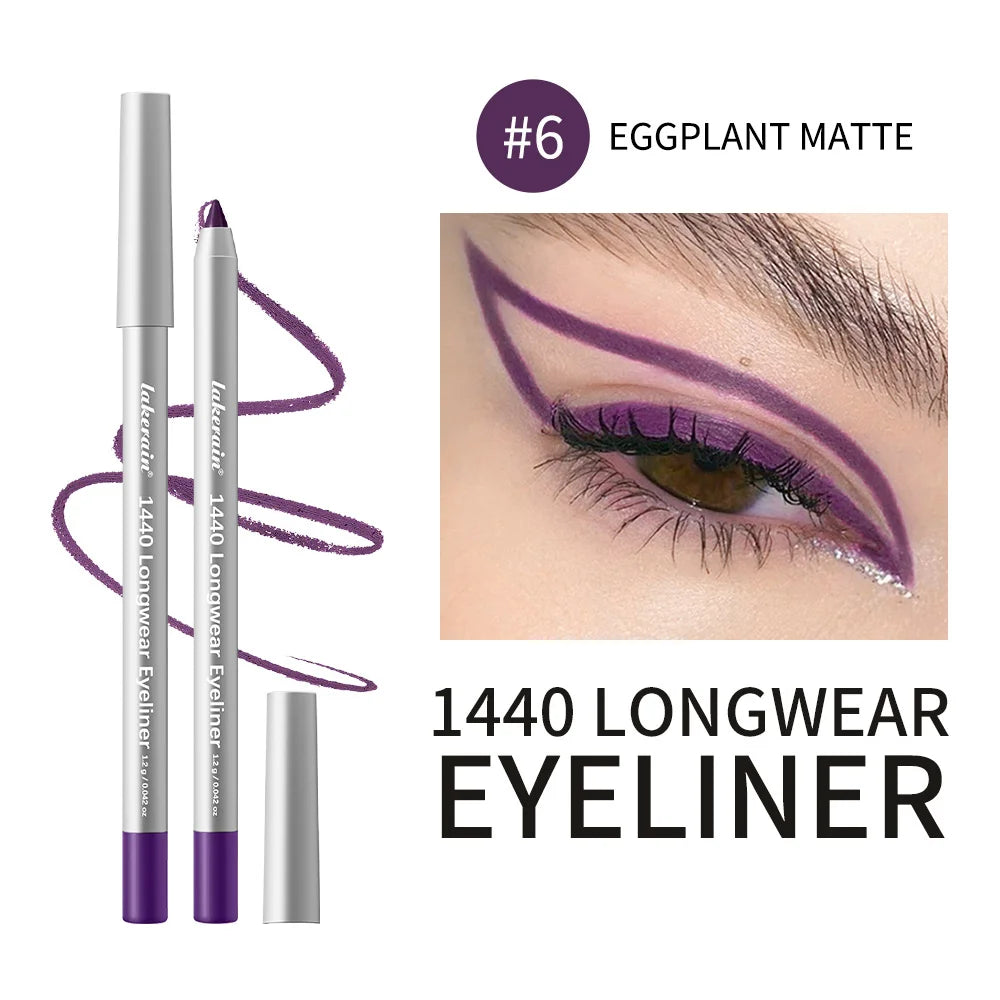 12-Color Waterproof Eyeliner Pencil – Smokey Long-Lasting