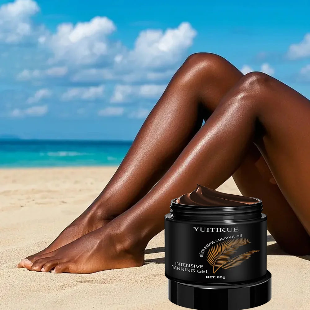 YUITIKUE Intensive Tanning Gel 80g with Coconut Oil - Fast Natural Sun-Kissed Glow, Moisturizing & No Streaks, Tropical Scent Peaceful Pleasures Health and Wellness