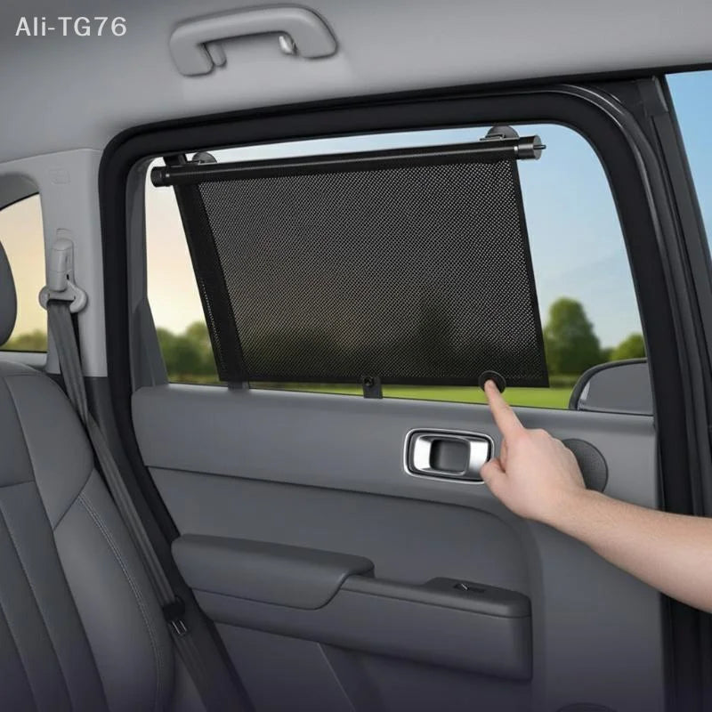 Retractable Car Side Window Sunshade UV Blocking Roller Curtain
