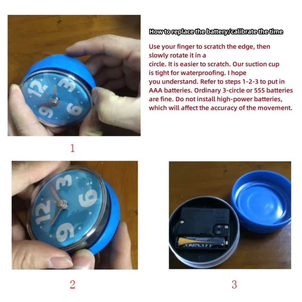 Waterproof Anti-Fog Sucker Wall Clock – Silent Quartz 75mm