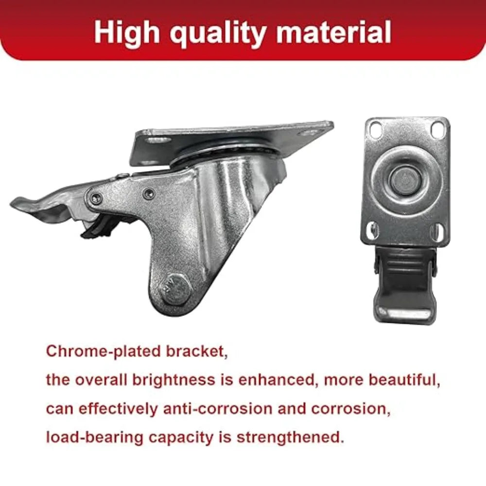 4-Pack 4" Heavy-Duty Swivel Caster Wheels | 500kg Dual Brake