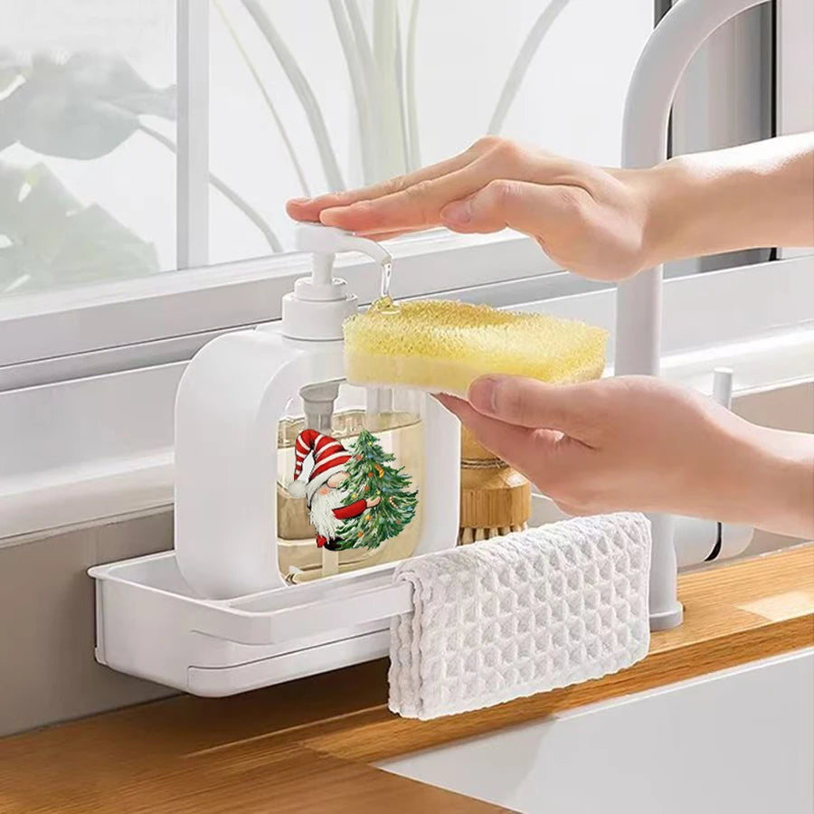 2pcs Christmas Soap Dispenser, Hand Soap Dispenser, Refillable Liquid Hand Soap Empty Plastic Pump Bottle Container for Bathroom Peaceful Pleasures Health and Wellness