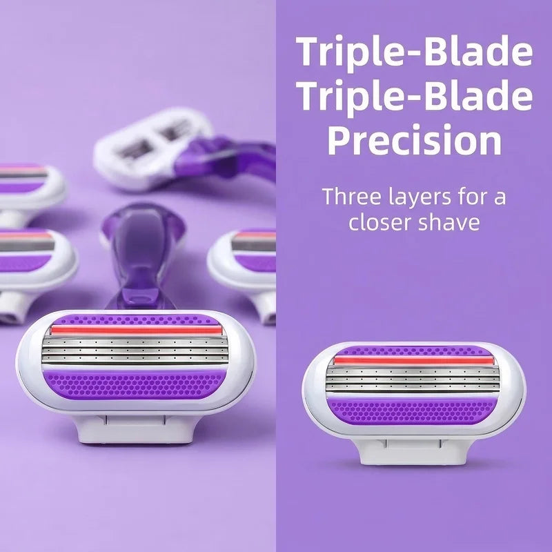 Women's Reusable Razor – 1 Handle & 3 Triple-Blade Cartridges