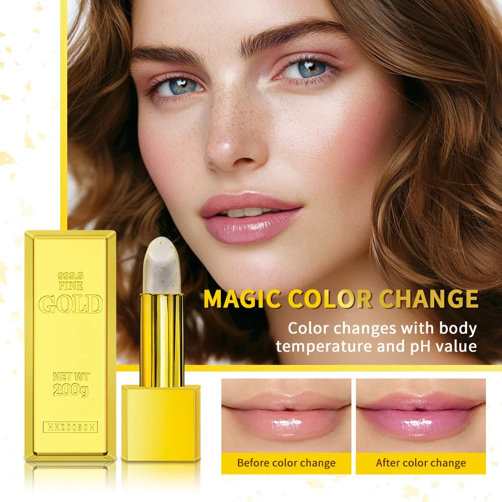 24K Gold Color Changing Lip Balm & Lipstick – 2-in-1 Blush