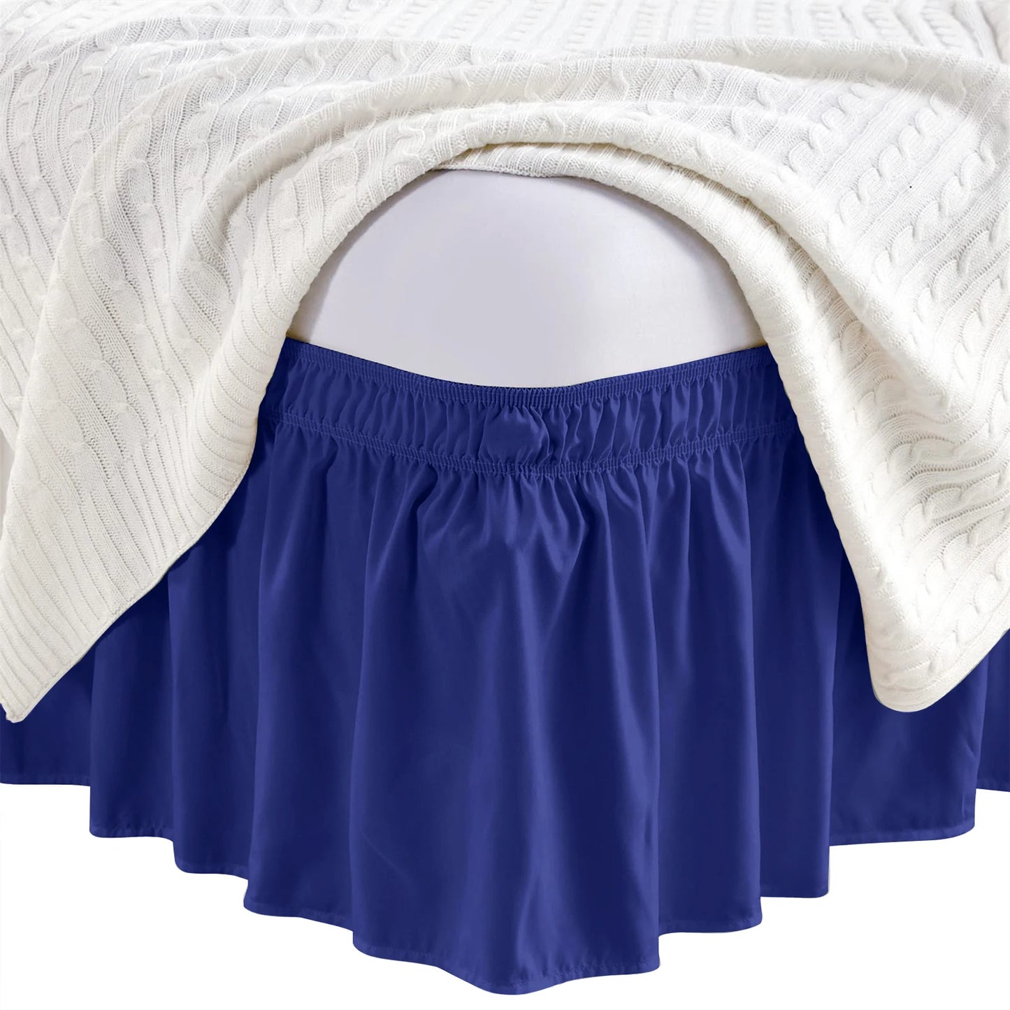 Bed Skirt Elastic Wrap Around Wrinkle Free & Fade Resistant Adjustable Bed Skirts Full Size for Women Men Kids & Teens Bedding Peaceful Pleasures Health and Wellness Navy blue King 78x80x15inch
