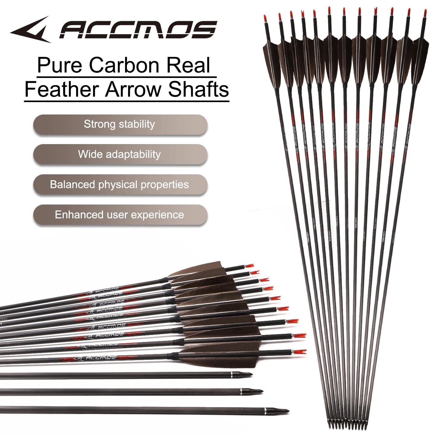 ACCMOS 6 Pure Carbon Arrows ID6 Spine 250 300 350 400 500 600 700 800