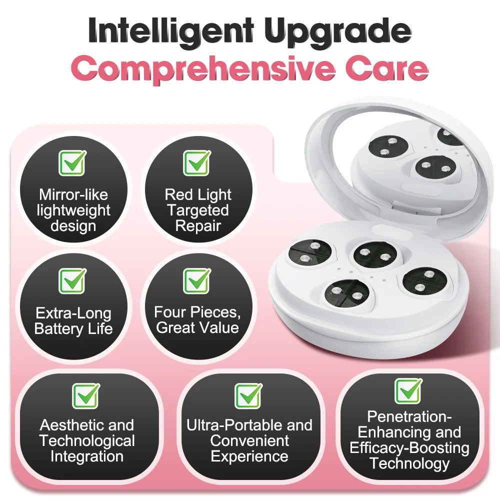 Micro-current Face/Eye Beauty Massager 660nm Red Light with Gel Patch Portable Pads Rejuvenation Dark Circles Eye Lines Remover Peaceful Pleasures Health and Wellness