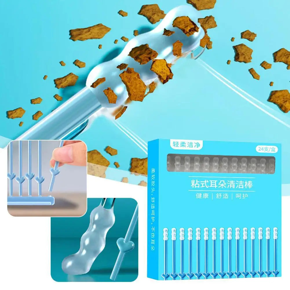 Silicone Sticky Ear Picks 24 Pack – Safe Earwax Remover