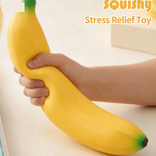 New Cute Giant Slow Rising Banana Squishy Stress Relief Fidget Toy Stretchy Soft Decompression Realistic Food Novelty Toys Peaceful Pleasures Health and Wellness