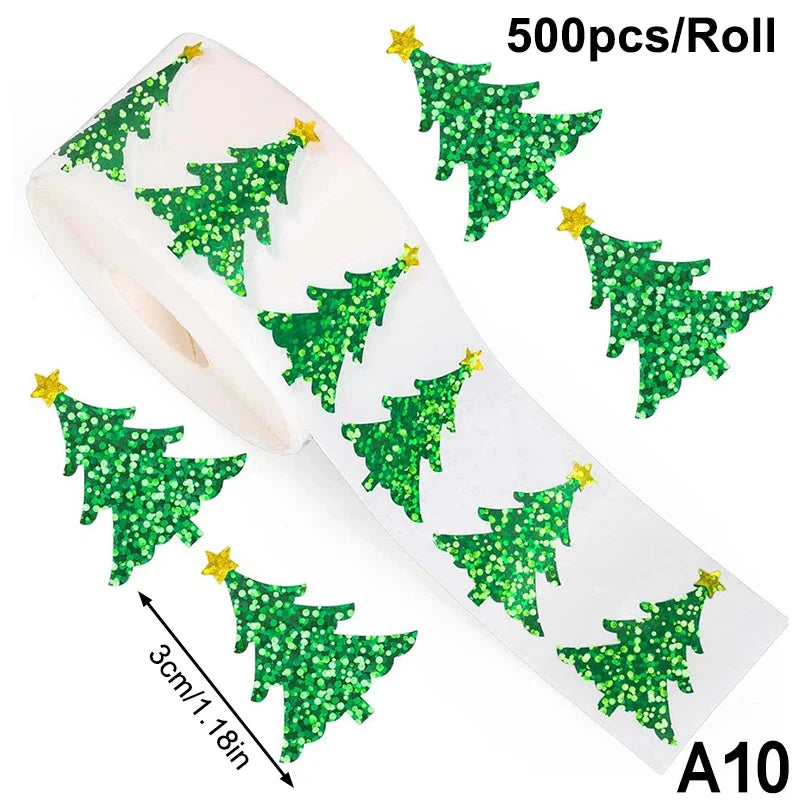 200–500pcs Christmas Stickers PVC Gift Tags & Holiday Seals